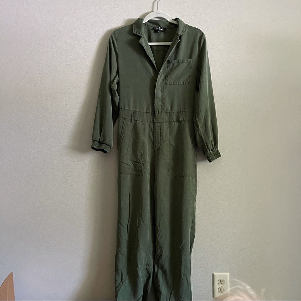 lulus forest green jumpsuit 